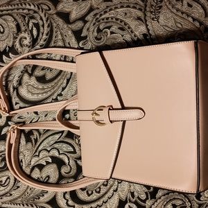 Blush pink backpack/handbag by E Handbags. Vegan leather.